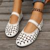 Women's Hollow Mary Jane Shoes Women's New Summer New One-Word Band Flat Dancing Shoes Retro Hole Sandals Women
