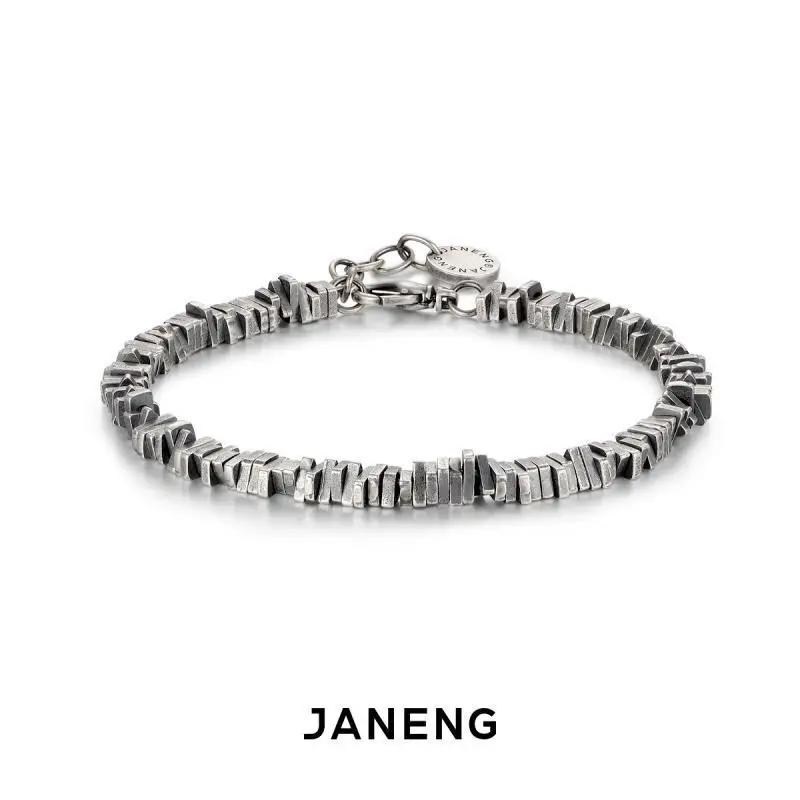 925 Sterling Silver Zhui an Retro Old Broken Silver Dark Couple Bracelets for Men and Women
