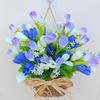 Spring Tulip Door Hanger Basket Wreath for Front Door Artificial Tulip Hanging Floral Wreath with Woven Basket And Bow