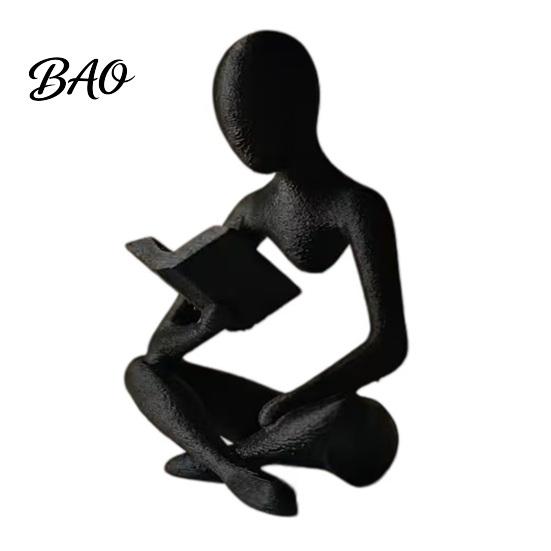Industrial Style Bookend 3D Printed Bookshelf Decor Thinker Statue, Abstract Art Ornament, Reading Sculpture, Aesthetic Nordic Minimalist Figurine,