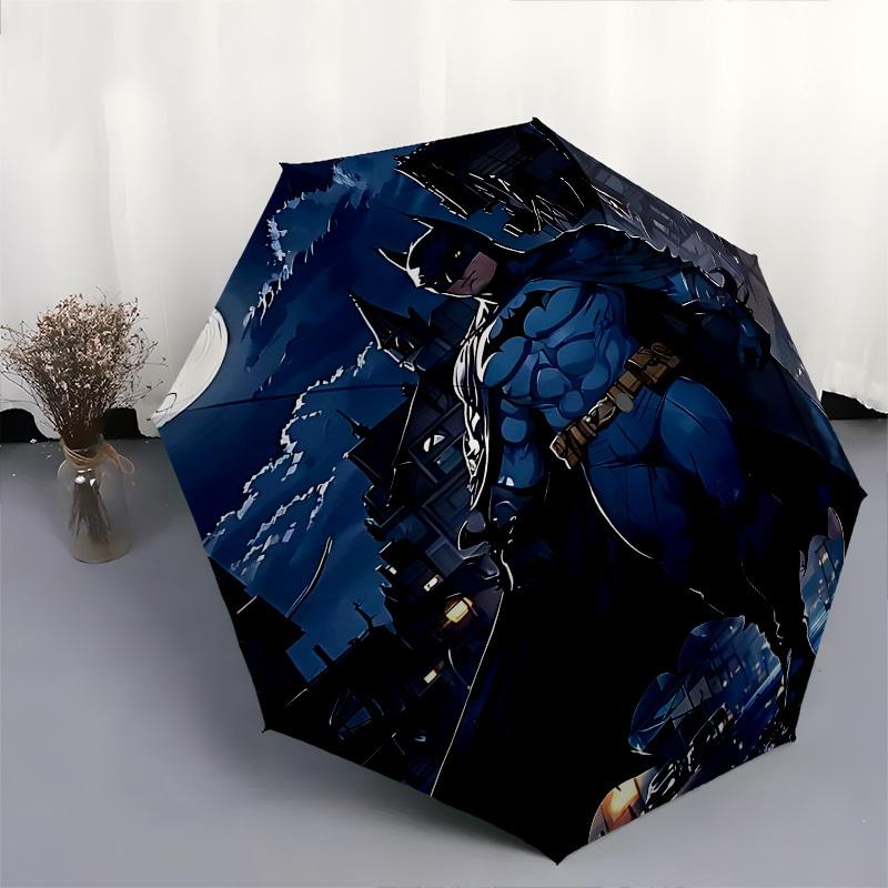 1pc Batman full moon Automatic Folding Umbrella - Compact 8-Rib Design, Durable Plastic & Iron1460L