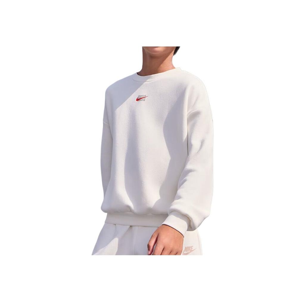 Nike Sweatshirt Round Neck Printed Long Sleeve Knit Sports Kids Tops White HJ0833-133