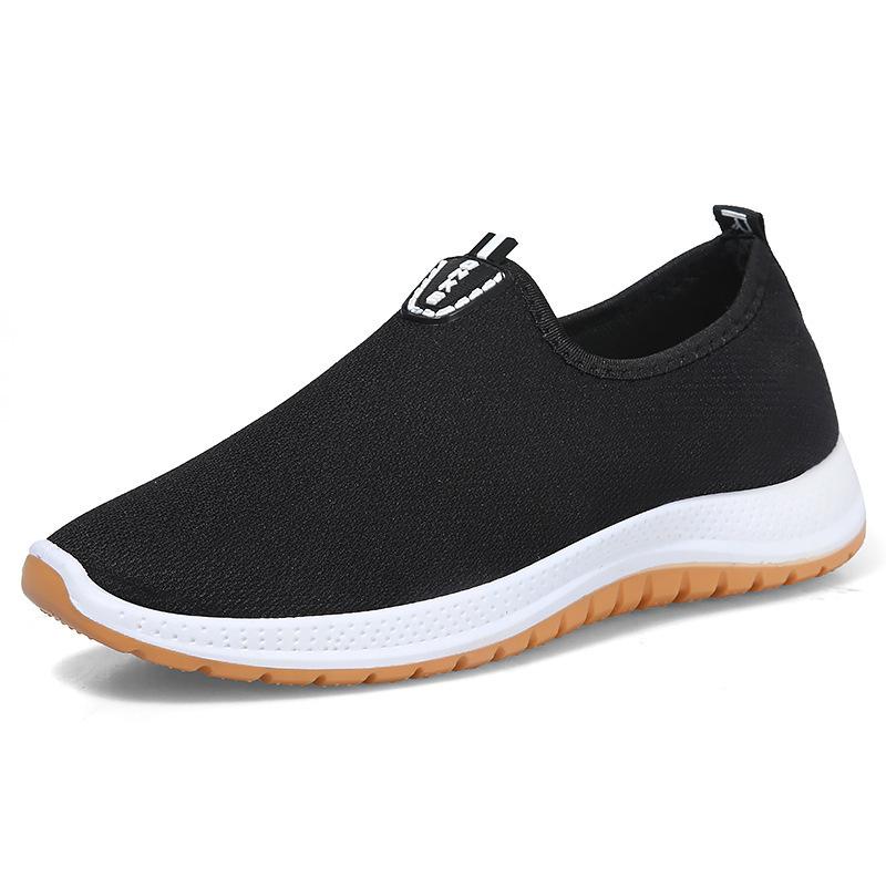 Soft-soled men's shoes round head cloth surface casual men's cloth shoes sleeve breathable black spring single shoes