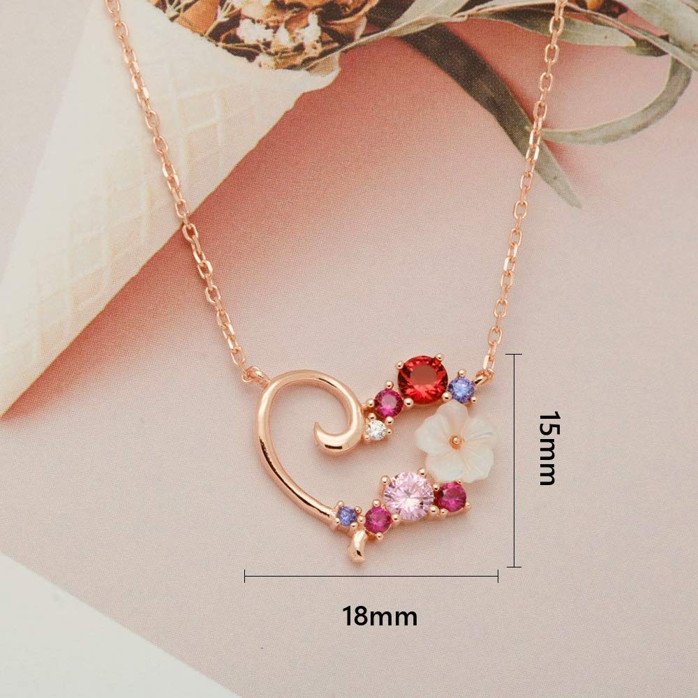 Cherry Blossom Love Heart Přívěsek Jewelry Pink 925 5A Přírodní hypoalergenní dárek k narozeninám [Z.Angie] náhrdelník, dámský náhrdelník, doplněk, zlato,