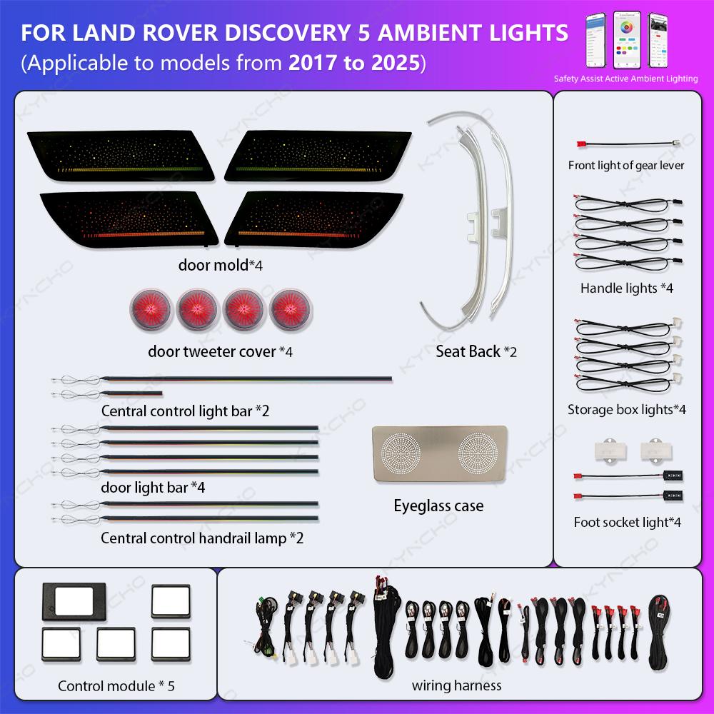 

For Land Rover Discovery 2017 2025 Car Ambient Light Symphony Automotive Ambient Lighting 12v Interior Lighting Upgrade LED