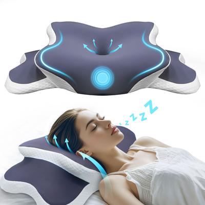 Almohada de Espuma Viscoelástica Almohada Cervical Alivio del Dolor de Cuello Contorno Ergonómica Soporte Ortopédico para el Cuello para Durmientes de Lado Espalda Estómago Regalo