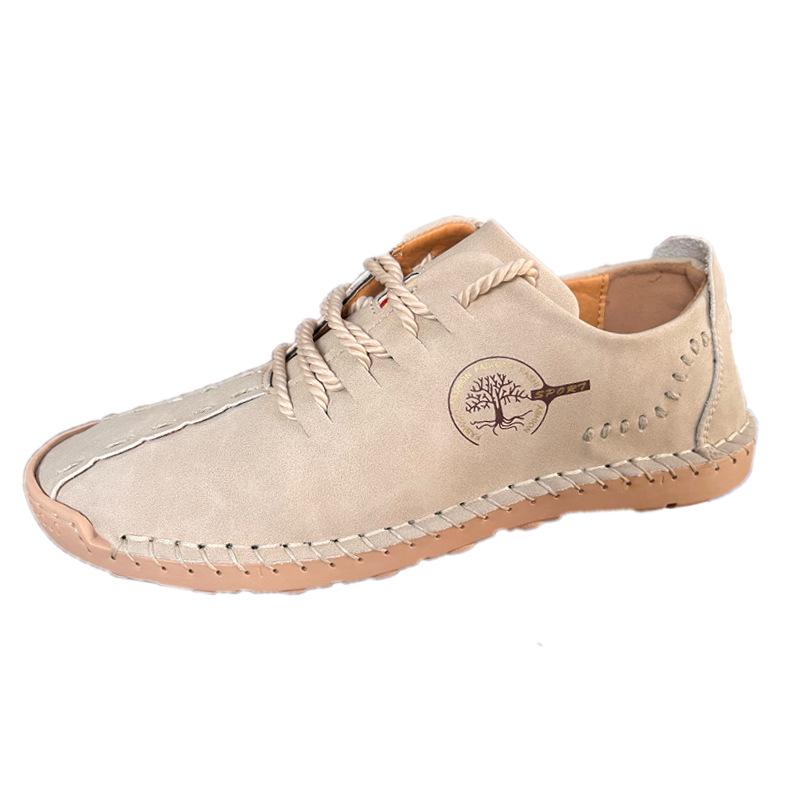 Men's Plus Size Handmade Leather Moccasins - New Spring Fashion Lace-up Casual Shoes