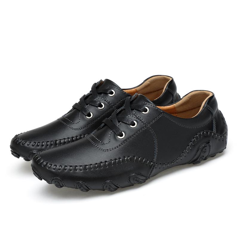 Men's Loafer Shoes 38-46 Size Men Genuine Split Leather Shoes Lace Up Octopus Sole Penny Loafers Men Driveing Shoes Moccasins