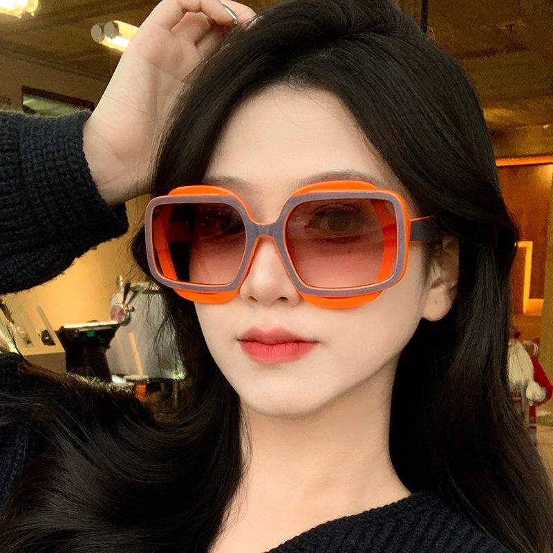 New Retro Polygonal Large Frame Sunglasses Men and Women Outdoor UV400 Sports Travel Essential Sunscreen Sunshade Sunglasses