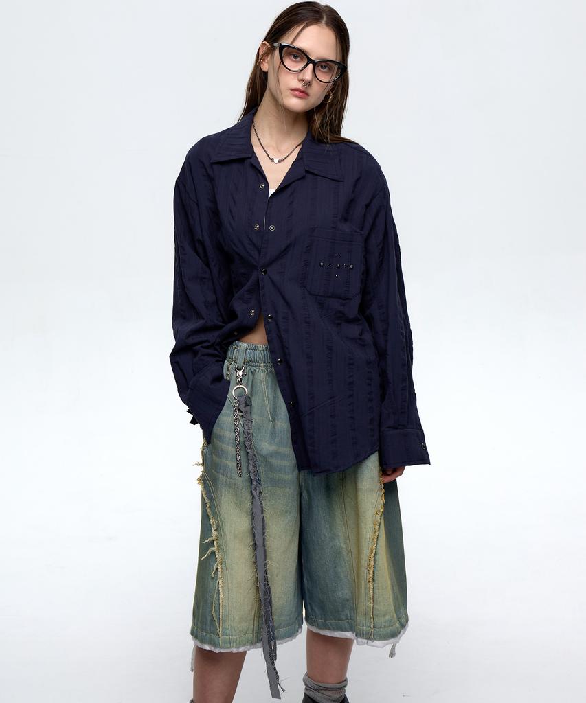 Aleseueseussi Incision Washing Denim Bermuda Pants - Light Denim