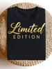1pc Men's Limited Edition Golden Letter Print Casual TShirt Lightweight M Regular Fit Round Neck Summer for Casual Attire & Gift Leisure Clothing Mode