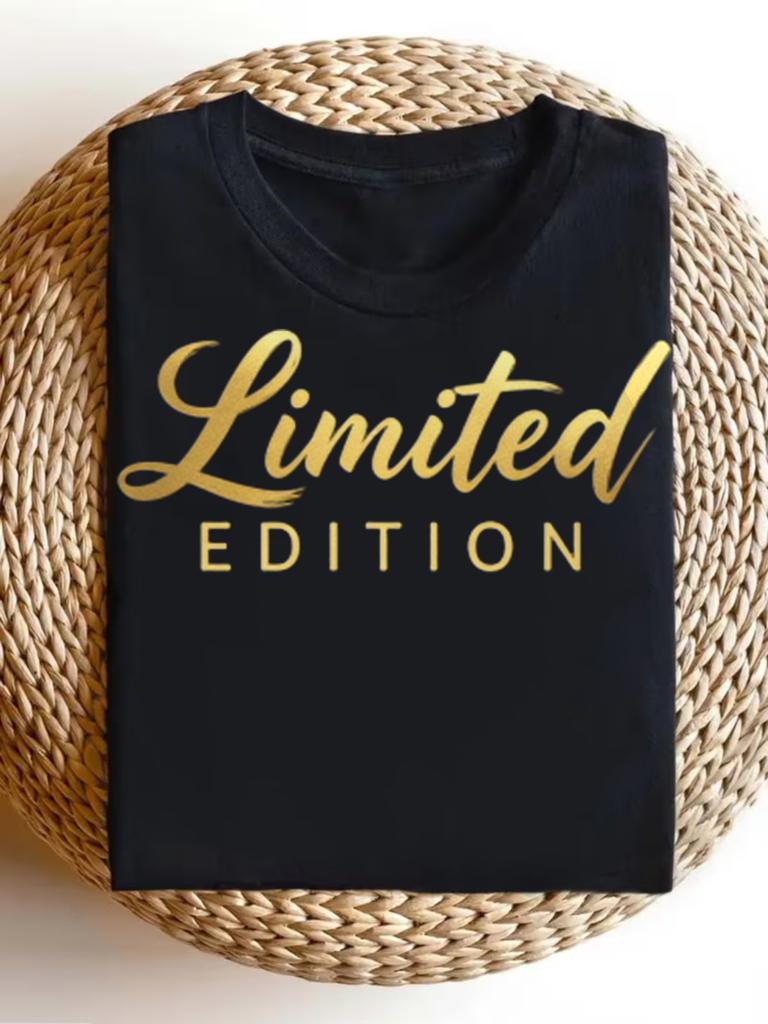 1pc Men's Limited Edition Golden Letter Print Casual TShirt Lightweight M Regular Fit Round Neck Summer for Casual Attire & Gift Leisure Clothing Mode