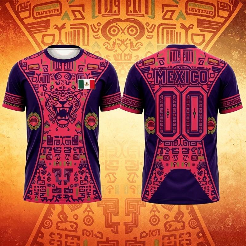 Summer Mexico Print T Shirt for Men Funny 3D Eagle Pattern Tees Football Sports Kids Fashion Print Casual Women Short Sleeve
