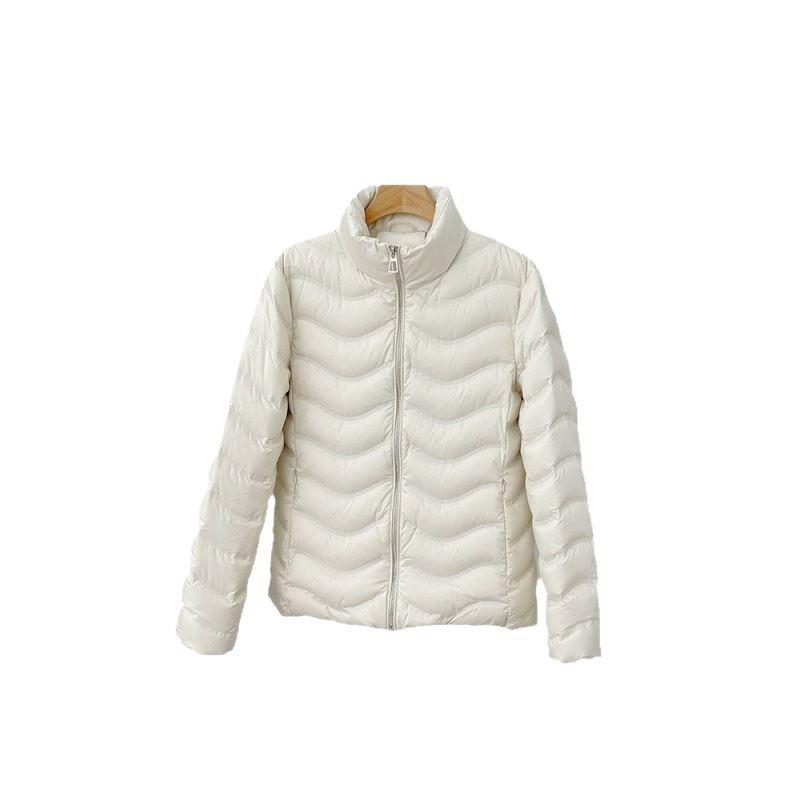 Autumn and winter white duck down temperament light down jacket women's short winter fashion jacket women's pressure glue stand-up collar