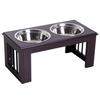 Raised Dog Feeding Bowls with Stand, Stainless Steel for Medium Dog, 58L x 31W x 25H cm - Brown