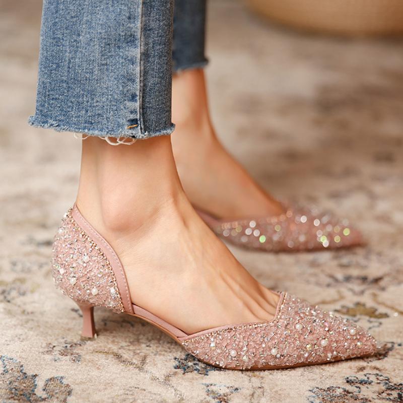 Spring Shoes Rhinestone High Heels Women Pumps Sexy Pointed Party Women Sandals Heel Stiletto Wedding Shoes Zapatillas Mujer