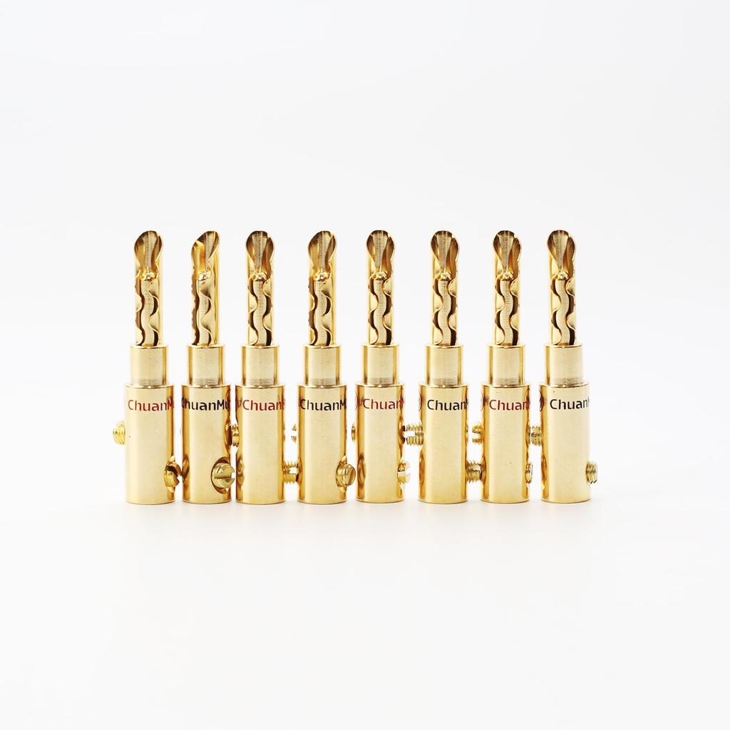 24K Gold Speaker High Connection Stable Speaker Audio KawakiBanana Plugs, 8-Pack, Plated, Plugs, Screw-Type, Strength, Transmission, Wiring, DIY,