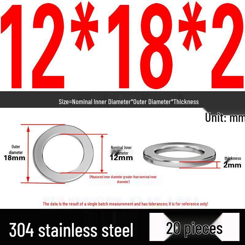 Thickened 304 Stainless Steel Flat Washer Spacer (M2-M36)