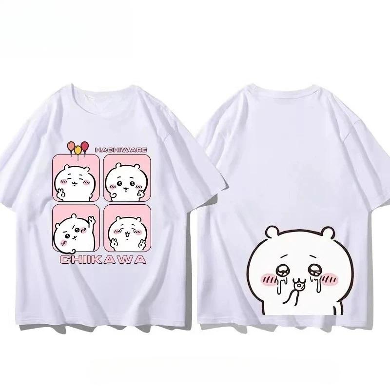 2026 Chiikawa T-shirt Kawaii Animation Outdoor Street Sports Casual Loose Comfortable Cotton Short Sleeve Y2K