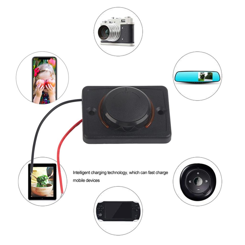 3.1A 12V/24V Black Car Dual USB Port Power r Socket Outlet with LED (White)