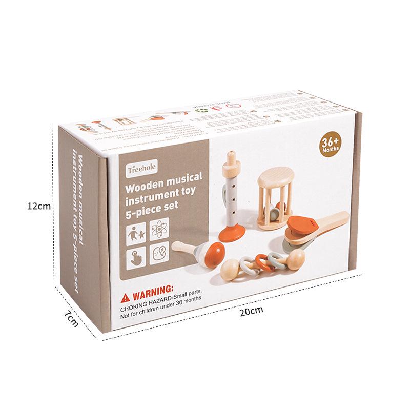 Orff Baby Rattle: Wooden Handheld Bells for Infant Early Education & Soothing