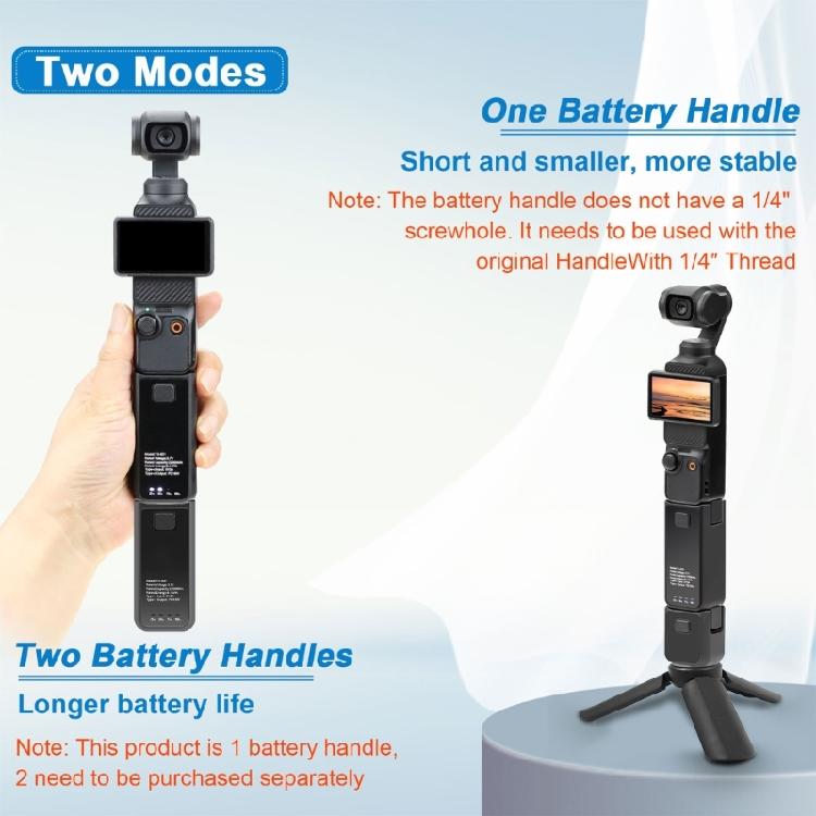Compactly Battery Handle Power Grip 2200mAh Extended Operation Hot Swappable Design USB C Port Mount for Pocket 3 Camera