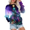 Autumn Winter Fashion Christmas Series Christmas Tree Elk Printed Pocket Round Neck Hoodie