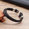 2018 Fashion Stainless Steel Anchor Bracelet Men Black Braided Cowhide Leather Rope Bracelets Wrap Punk Charm Jewelry