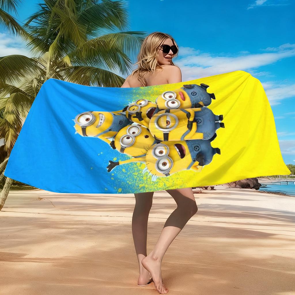Söt Varelse med Stora Ögon Bananamaster Strandhandduk Snabbtorkande Lämplig för Strandsemester Pool Gymmet Söt Gåva till Vänner Familjer