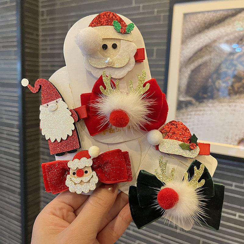 Children's Santa Claus Cartoon Hair Clips: Christmas Accessories for Kindergarten Girls