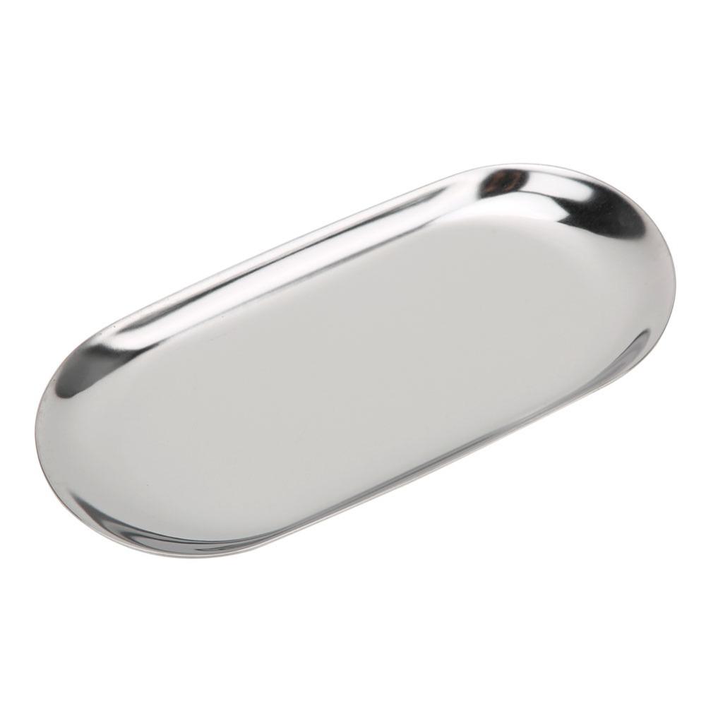 Auxiliary Tools 430 Stainless Steel Storage Tray Oval Shape 23CM Stainless Steel Tray Decorative Tray Bathroom Decor