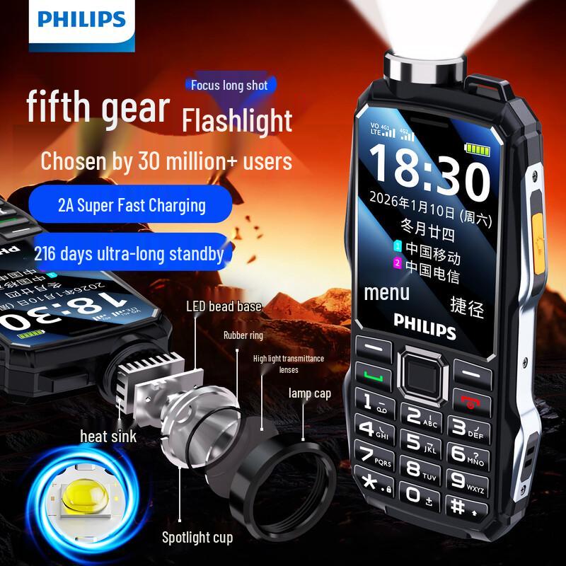 

Мобільний телефон Philips E-Series для літніх людей (версія CN) Flagship Enhanced