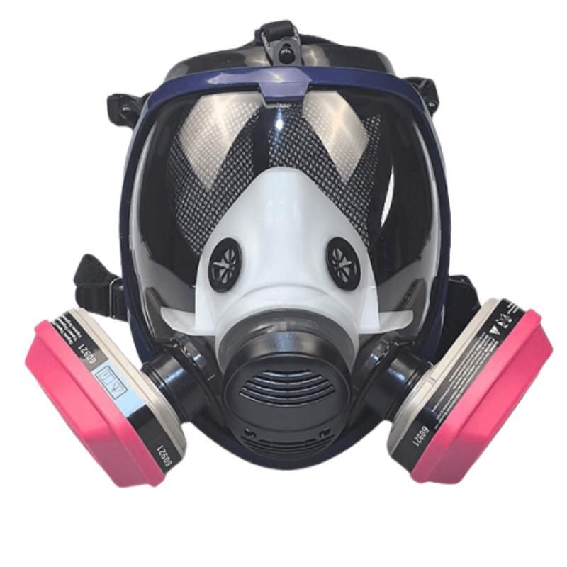 Maschera antigas respiratore integrale, Maschera a gas, adatta per fumo chimica, pittura, tattica - filtro a carboni attivi attivabile cintura di sopravvivenza