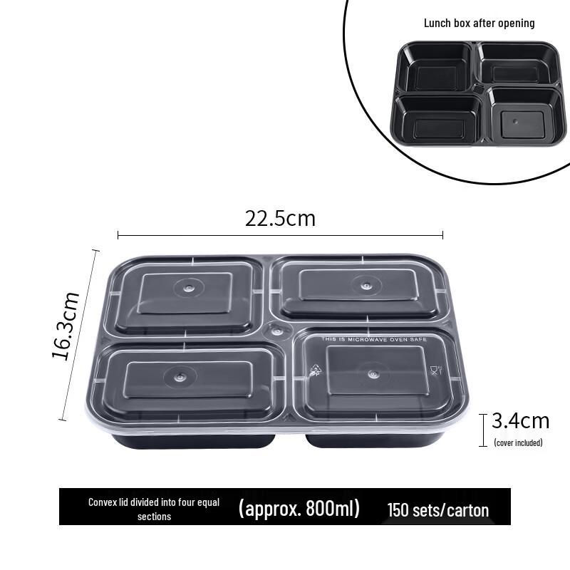 Shixun Disposable 4-Compartment Meal Prep Containers