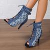 2024 European and American lace-up fish mouth cool boots autumn comfortable hollow stiletto heels dancing sandals large size heels