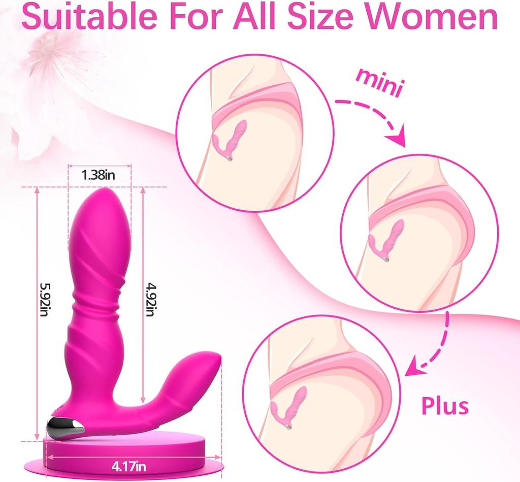 Wearable Thrusting Dildo for Women - App & Remote Control Vibrator, 9 Modes Double-Ended Clitoral Vibration Adult Toy