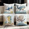 Cartoon Marine Animal Theme Digital Printing Pillow Cover Short Plush Suitable Living Rooms Bedrooms Sofas Throw Cushion Cover