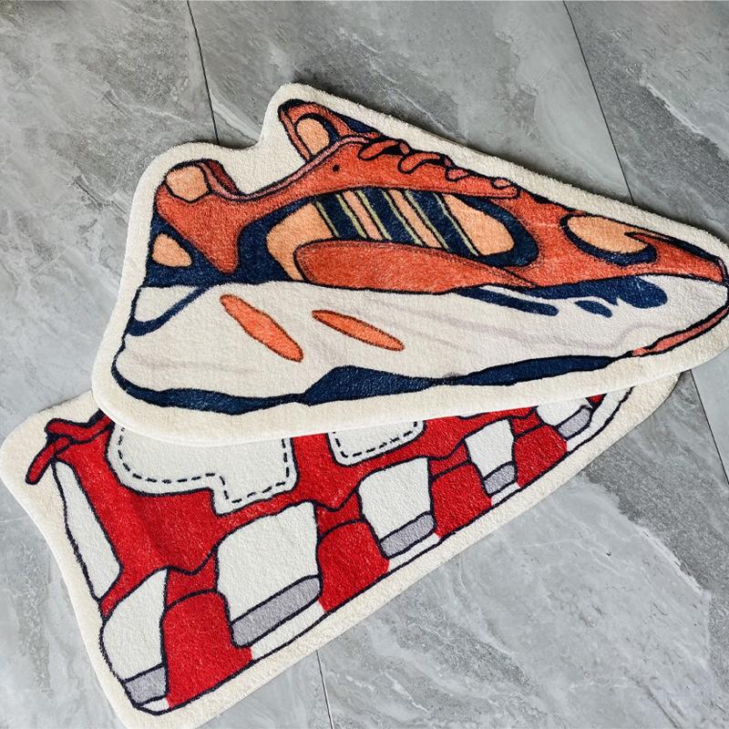 

Tapete De Forma De Tênis 3D, Imitação De Cashmere Lunge Rug, Tênis De Basquete Esportivo Quarto Sala De Estar Tapete, Moda