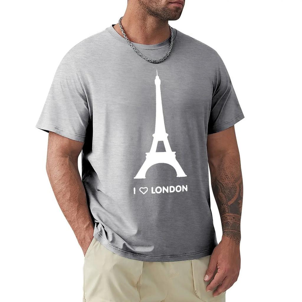 I Love London Eiffel Tower Funny Design T Shirt Harajuku Short Sleeve T-shirt 100% Cotton Graphics Tshirt Tops