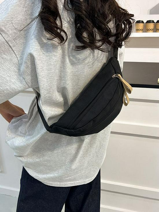 New Style Women's Crossbody Chest & Waist Bag with 3 Pockets and Logo Print - Large Capacity for Sports and Running