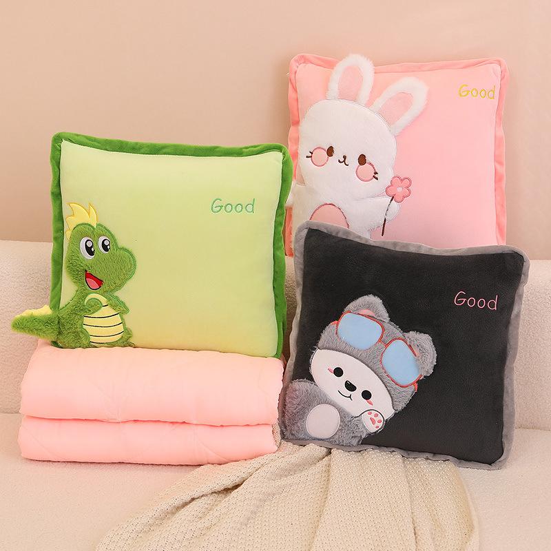Office Pillow Quilt Cute Dinosaur Rabbit Dual-Purpose Nap Pillow Small Quilt Foldable Car Air Conditioner Quilt Cushion