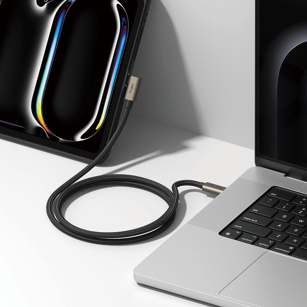 Ringke Usb 3.2 Gen 2X2 Type-C 90 Degree Cable Pd240W 200Cm Black