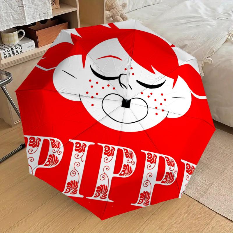 

1pc Pippi Longstocking Adventure Automatic Folding Umbrella, Portable Collapsible Design, Casual Outdoor Accessory L1127009