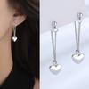 S925 Copper Needle Earrings for Women Smooth Heart Chain Tassel Earring Simple Zircon Prevent Allergy Party Accessories Gifts