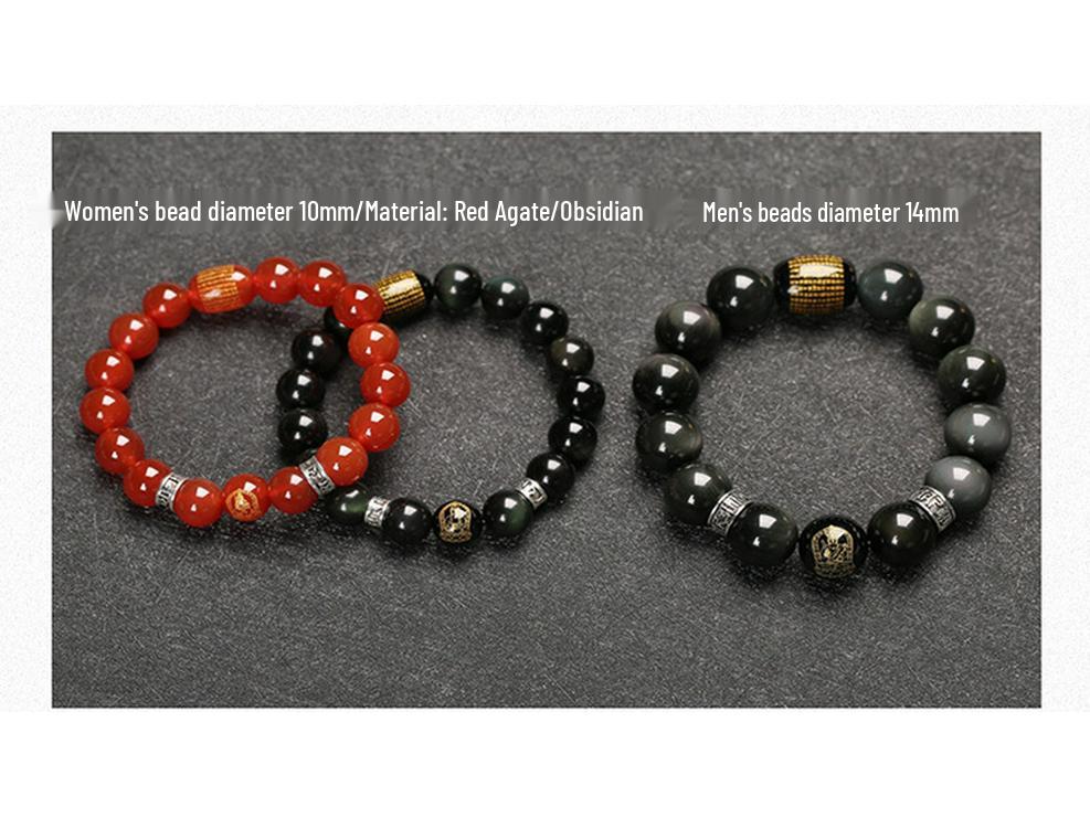 Black Obsidian Zodiac Guardian Bracelet: Benming Year Amulet for Men & Women, Lucky Buddhist Prayer Beads.