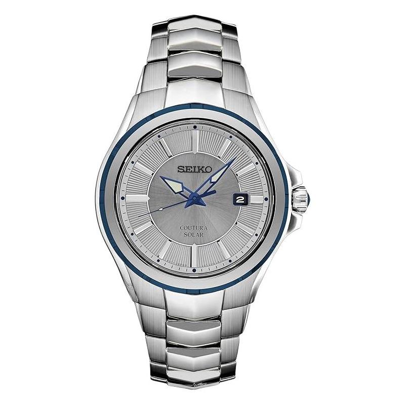 

SEIKO Coutura series 100 meters waterproof solar Quartz Steel Strap 42.5mm men s watch silver dial SNE565