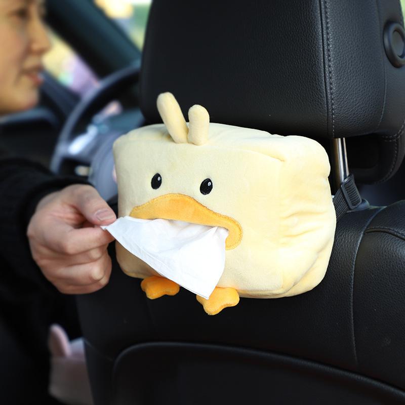 Cute Cartoon Car Tissue Box Doll Creative Car Multifunctional Plush Car Tissue Box Car Tissue Holder Car Acessories