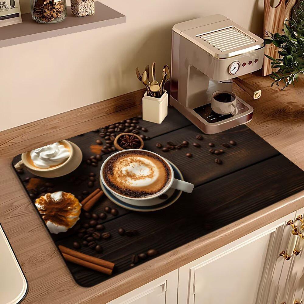Coffee Machine Mat Waterproof Drain Pad Non-slip Dish Drying Mats for Kitchen Quick Dry Tableware Faucet Placemat Dinnerware