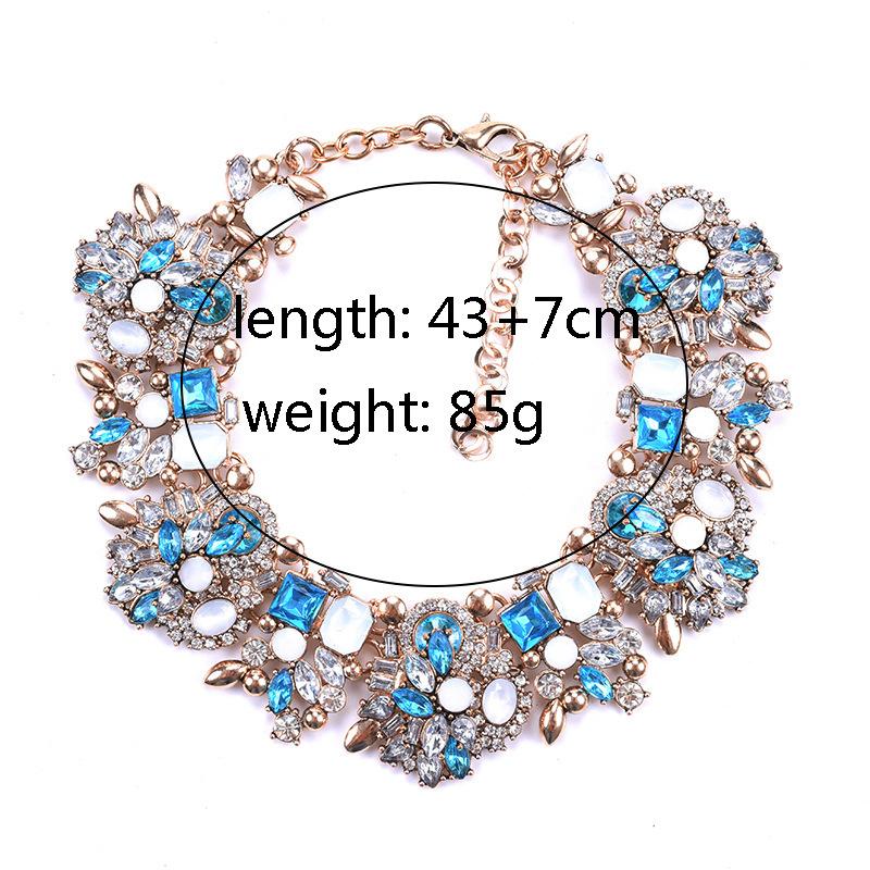 Colorful Short Necklace Women's Fashion Jewelry Full Diamond Exaggerated Flower Necklace Multi Layered Accessories Necklace