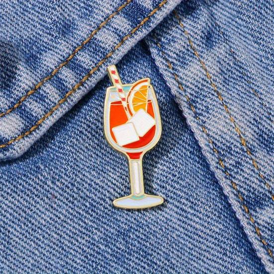 Women Brooch Enamel Beverage Design Lapel Pin Non-Slip Buckle Scarf Badge Sweaters Collars Hats Bags Coats Accessories